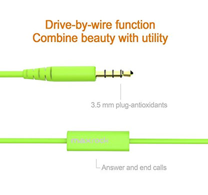 MAXROCK Wired Sleep Earphones Soft Sleep Earbuds Total Silicon Sleeping Headphones with in-line Mic for Cellphones, Mp3, Tablet pocasts 3.5mm, Green