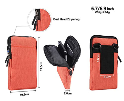 QBYVQQN Cell Phone Waist Belt Holster Mens, Waterproof Zipper Crossbody Smartphone Shoulder Messenger Bag Wallet Sling Bag - color: Orange, size: 7.2 INCH