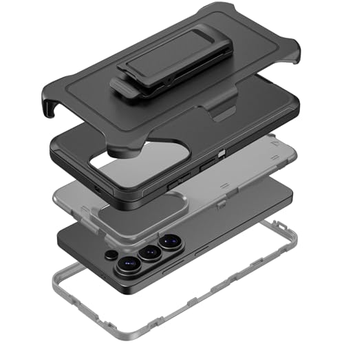 Compatible with Samsung Galaxy S26 Ultra Case, with Belt Clip Holster Heavy Duty Rugged Shockproof Full Body Protection Kickstand Cover for Samsung Galaxy S26 Ultra Phone (Black+Grey) - color: Black+Grey