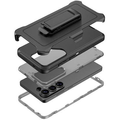 Compatible with Samsung Galaxy S26 Ultra Case, with Belt Clip Holster Heavy Duty Rugged Shockproof Full Body Protection Kickstand Cover for Samsung Galaxy S26 Ultra Phone (Black+Grey) - color: Black+Grey