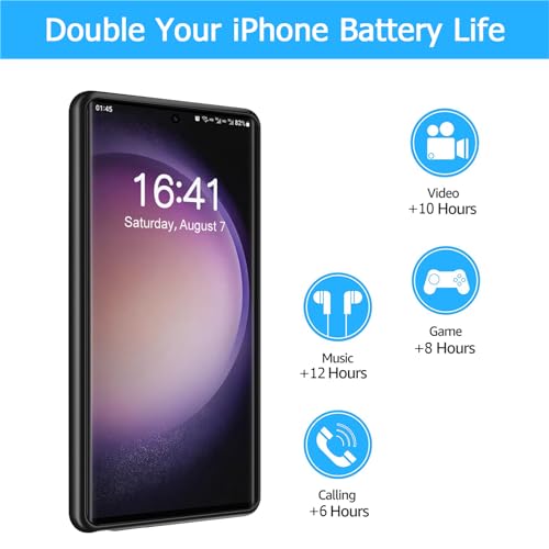 Battery Case for Galaxy S22 Ultra/S23 Ultra, BOVSRT 12000mAh Extended Portable Protective Case Backup Wireless Charger Case Compatible with Galaxy S22 Ultra/S23 Ultra (6.8 inch) Charging Cover-Black - size: Galaxy S22 Ultra/S23 Ultra
