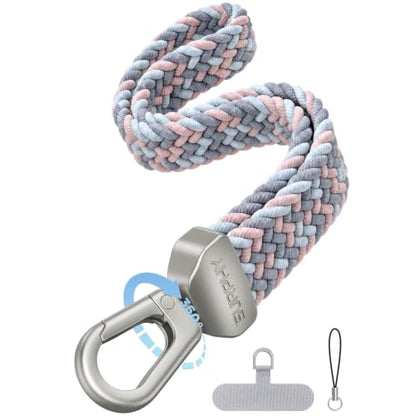 SURPHY Elastic Phone Wrist Strap, Phone Lanyard, Key Chain Lanyards - color: Gray Pink