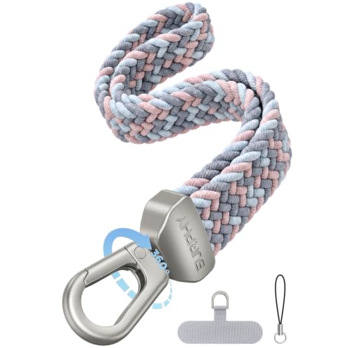 SURPHY Elastic Phone Wrist Strap, Phone Lanyard, Key Chain Lanyards - color: Gray Pink