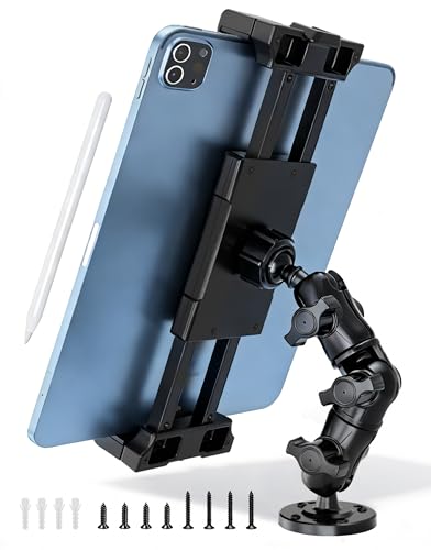 OHLPRO Heavy Duty Drill Base Tablet Mount for Truck Dashboard - Permanent Screw Down iPad Car Holder for Semi Trucks, Vans & Commercial Vehicles, Fits 5-17 Inch Devices, 360° Rotating Adjustable Arm - size: Standard Arm