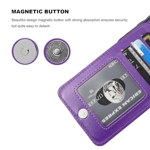 KIHUWEY for iPhone 11 Pro Max Wallet Case Card Holder, Dark Purple | Credit Card Slots, PU Leather, Kickstand, Magnetic Clasp, Flip Heavy Duty Cover for Men and Women - color: Dark Purple