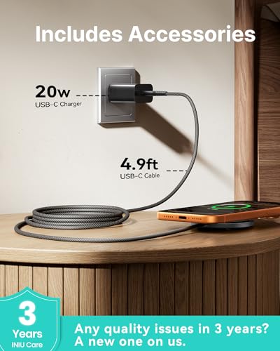 INIU 2-in-1 Detachable Wireless Charger Stand, QI2 15W Fast Charging Pad