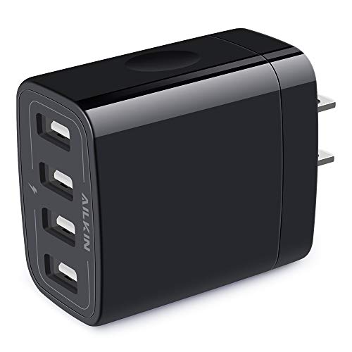 Wall Charger, USB Charger Adapter, AILKIN 4.8A 4Multi Port Fast Charging - color: Black