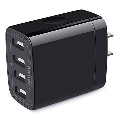 Wall Charger, USB Charger Adapter, AILKIN 4.8A 4Multi Port Fast Charging - color: Black