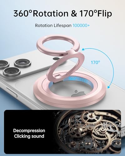 SYNCWIRE Magnetic Phone Ring Holder, for MagSafe Phone Grip Stand Kickstand - color: Light Pink