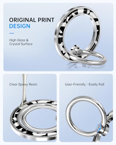 Magnetic Phone Ring Holder, Cell Phone Grip Stand, White - color: Tortoiseshell White