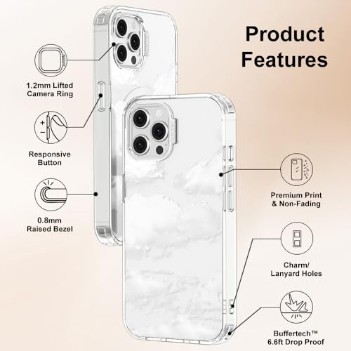 MOSNOVO Case for iPhone 12 & iPhone 12 Pro, [Buffertech 6.6ft Military-Grade Drop Protection] [Anti Peel Off Tech] Clear TPU Bumper Phone Case Cover Design - Cloud - color: Clear - Cloud, size: iPhone 12 / iPhone 12 Pro
