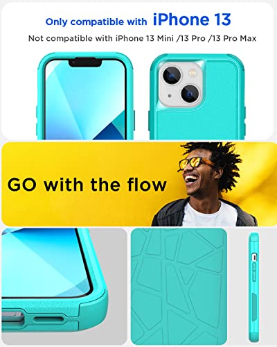 AICase Rugged Case for iPhone 13,Heavy Duty 3-Layer Pocket-Friendly Durable Military Grade Protection Shockproof/Drop Proof Protective Cover for iPhone 13 6.1 inch_3 Mint - color: Mint