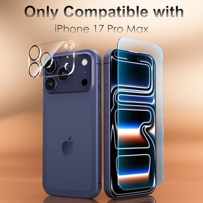 Fotbor [3+3 Pack for iPhone 17 Pro Max Screen Protector, Anti-Blue Light, [Eye Protection] 9H+ Tempered Glass with Camera Lens Protector - size: iPhone 17 Pro Max - 6.9 inch