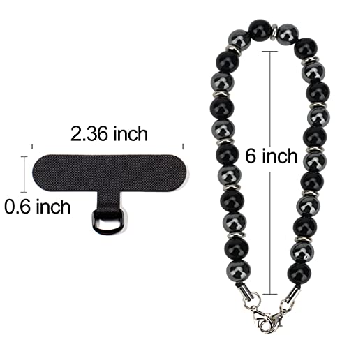 VICHUNHO Marble Beaded Phone Wrist Strap - color: Obsidian Black