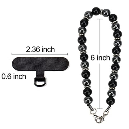 VICHUNHO Marble Beaded Phone Wrist Strap - color: Obsidian Black
