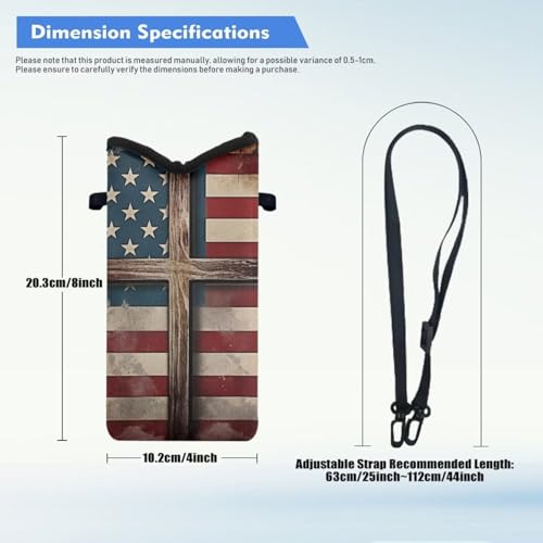 Small Cell Phone Crossbody Bag for Women Men Waterproof Neoprene Phone Bag Purse with Shoulder Strap Multifunctional Travel Bag for Cellphone, Keys, Lipstick, American Flag Cross Pattern - color: American Flag Cross Pattern