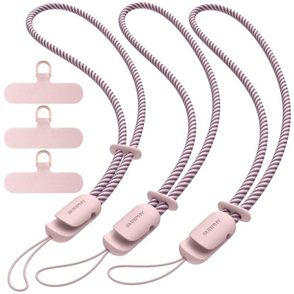 SURPHY 3 Pack Phone Wrist Strap, Phone Lanyard with Cellphone Tether Tab - color: Pink & Pink & Pink