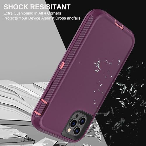 YKHJKLEC for iPhone 11 Pro Max Case, Military Grade 3 in 1 Heavy Duty Shockproof/Drop Proof/Dust Proof Case with 2Pcs Tempered Glass Screen Protector (Purple/Pink) - color: Purple/Pink