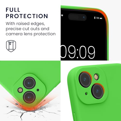kwmobile Case Compatible with Apple iPhone 15 Case - Slim TPU Silicone Phone Cover - Soft Touch Finish - Lime Green - color: lime green, size: iPhone 15