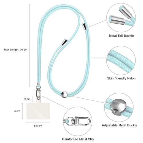 TBOC 2X Cell Phone Lanyard [Light Blue] - Comfortable Universal Smartphone Lanyard - Easy to Use Neck Phone Holder [White Ice Patch] - Adjustable Length Phone Strap Crossbody - Fits All Mobile Phones - color: Light Blue
