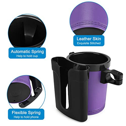 Accmor 3-in-1 Bike Cup Holder with Cell Phone Keys Holder, Bike Water Bottle Holders, Universal Bar Drink Cup Can Holder for Bicycles, Motorcycles, Scooters, Black Purple - color: Black Purple