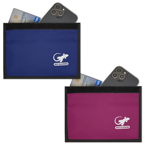 Faraday Bag Anti-Tracking GPS RFID Car Key Signal Blocker Wallet Shielding Pouch Protective Case for Cell Phone Car Key FOB, Data Privacy, Electronic Device Security (2 PACK - BLUE AND PINK) - color: 2 PACK - BLUE AND PINK