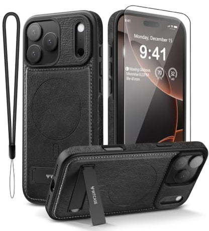 WTCASE Magnetic for iPhone 1X Leather Case,Built-in Invisible Stand [Compatible with Magsafe] Protective Slim Kickstand Phone Cover (2025) (Black, iPhone 1R Pro Max) - color: Black, size: iPhone 1R Pro Max
