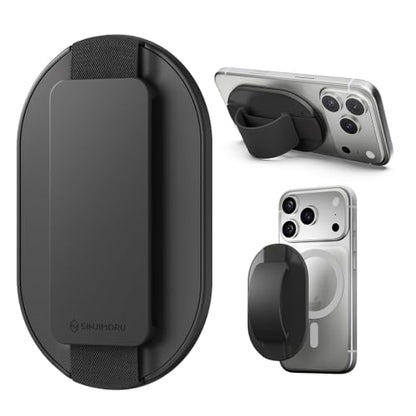 Sinjimoru Magnetic Phone Grip for MagSafe, Silicone Phone Strap, Black - color: Black