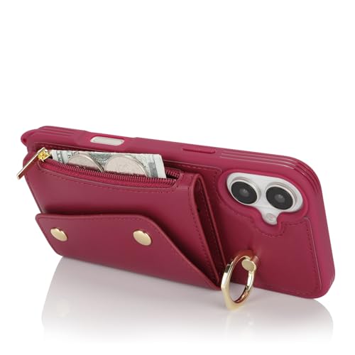 Lipvina Crossbody Wallet Case for iPhone 16 Plus,Wine Red - color: 07-Wine Red, size: iPhone 16 Plus 6.7"