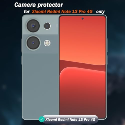1 Pack Camera Lens Frame for Xiaomi Redmi Note 13 Pro 4G, 9H Glass Screen Protector Anti-Scratch, Tempered Glass Metal Individual Camera Cover Accessories for Redmi Note 13 Pro 4G, Black - size: for Redmi Note 13 Pro 4G
