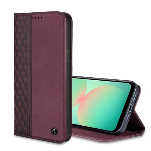 Wallet Case for Samsung Galaxy A18/A17/A26/A16 5G 6.7 inch - PU Leather Flip Cover with Card Holder Slots, Strong Magnetic Folio Phone Case, Wine Red - color: Wine Red, size: Samsung Galaxy A18/A17/A26/A16 6.7"
