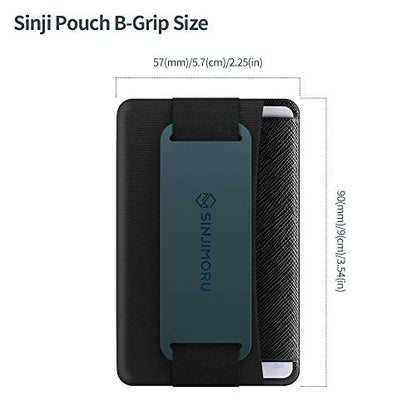 Sinjimoru Phone Grip Card Holder with Phone Stand, Silicone Teal | Sinji Pouch B-Grip, stick on wallet, finger grip strap, kickstand phone stand, flap card protection, universal fit - color: Teal