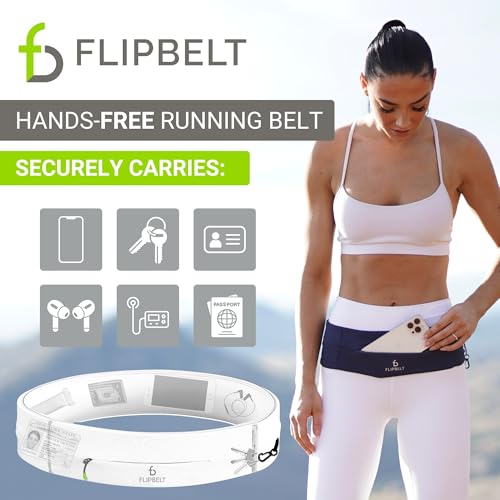 FlipBelt Zipper Running Belt, Waist Pack for Fitness and Running, US Company - color: White, size: X-Small