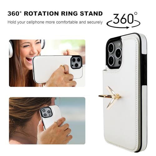 ONETOP for iPhone 16 Pro Max Wallet Case with Credit Card Holder,White - color: White