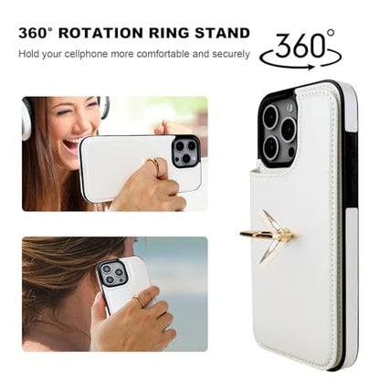 ONETOP for iPhone 16 Pro Max Wallet Case with Credit Card Holder,White - color: White