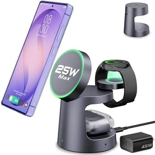 Qi2.2 25W 3-in-1 Magnetic Wireless Charger for Samsung, Compact & Foldable