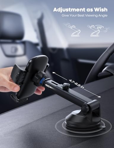 Lamicall Car Phone Holder Military-Grade Suction Cup Dashboard Windshield - color: Black