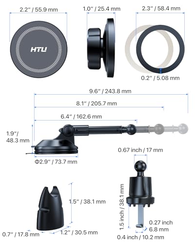 HTU【Military-Grade 85LBS Strongest Suction Upgraded for Magsafe Car Mount - color: Dark Grey
