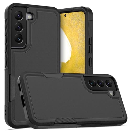for Samsung Galaxy S22 Case: Dual Layer Protective Heavy Duty Cell Phone Cover Shockproof Rugged with Screen Protector - Military Protection Bumper Tough - Samsung Galaxy S22 5G 2022, 6.1 inch, Black - color: Black (PC) + Black (TPU)