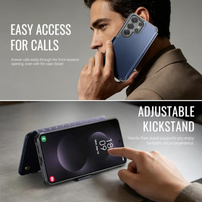 for Samsung S26 Ultra Slim Case Wallet Wireless Charging, Deepblue - color: Deep Blue, size: Samsung Galaxy S26 Ultra