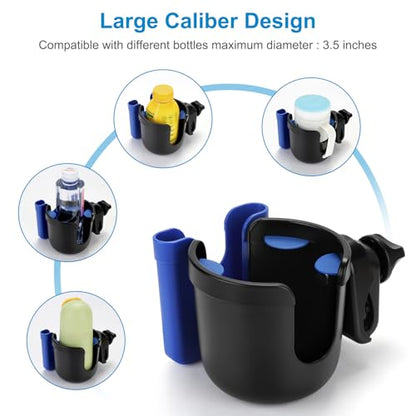 Accmor Wheelchair Cup Holder with Phone Holder, ﻿Universal 360° Rotatable Walker Cup Holder Rollator Scooter Accessory - color: Blue