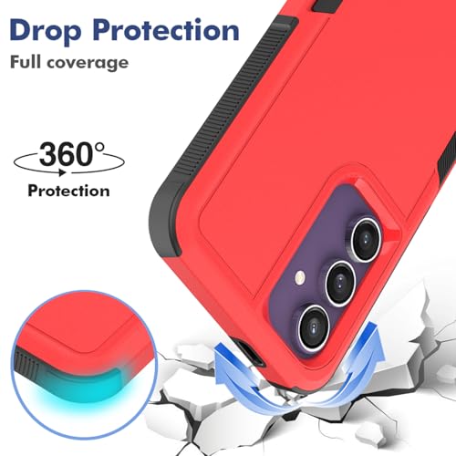 Dionsibei Designed for Samsung Galaxy A52 5G Case 2 in 1 Military Grade Drop Heavy Duty Rugged Shockproof Protective Cover Case for Galaxy A52 5G Phone Case (Red) - color: Red