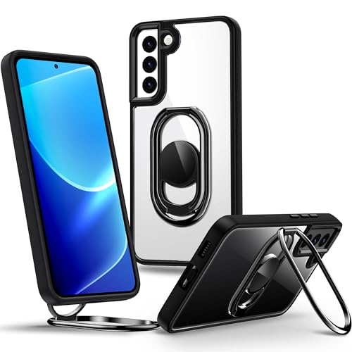 Shields Up for Samsung Galaxy S22 Plus Case with Stand, Galaxy S22 Plus Case Clear with Double Ring Holder [Adjustable & Foldable] Shockproof Protective Cover for Samsung Galaxy S22 Plus - Clear Black - color: Black, size: Galaxy S22 Plus