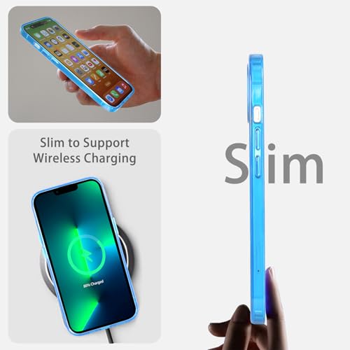 JJGoo Compatiable with iPhone 13 Pro max Case Clear, Transparent Shockproof Phone Case, Slim Anti-Scratch Hard PC Back Protective Cover Bumper, Transparent Blue - color: Transparent Blue