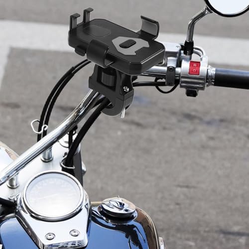 Sewroro Bike Phone Mount Holder with Anti-Shake Vibration Protection for Motorcycle and Bicycle Handlebar, Universal Mobile Phone Stand Compatible with Smartphones, Black