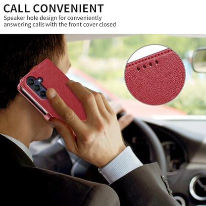 for Galaxy A17/A16 5G Phone Case Wallet RFID Blocking (Red) | Premium PU leather, card holder/cash slots, protective flip cover for Samsung Galaxy A17/A16, magnetic closure, kickstand - color: Red