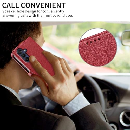 for Galaxy A17/A16 5G Phone Case Wallet RFID Blocking (Red) | Premium PU leather, card holder/cash slots, protective flip cover for Samsung Galaxy A17/A16, magnetic closure, kickstand - color: Red