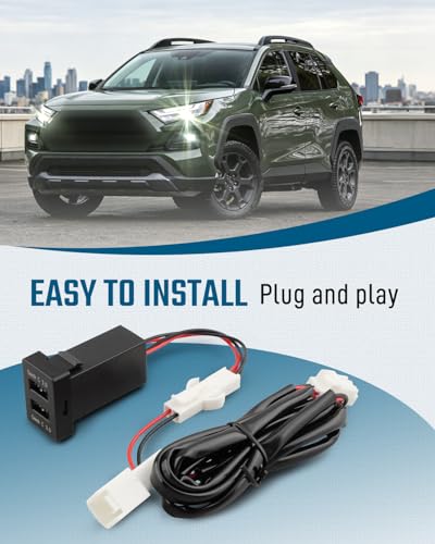QC3.0 Dual USB Power Socket Car Charger Fit for Toyota Sequoia Highlander Tacoma Tundra 4Runner RAV4 Yaris – Quick Charge Car Charger USB Adapter