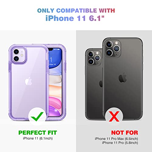 Diaclara Compatible with iPhone 11 Case, Full Body Rugged with Built-in Touch Sensitive Anti-Scratch Screen Protector, Soft TPU Bumper Case Clear Compatible with iPhone 11 6.1" (Clear Purple) - color: Clear Purple, size: iPhone 11