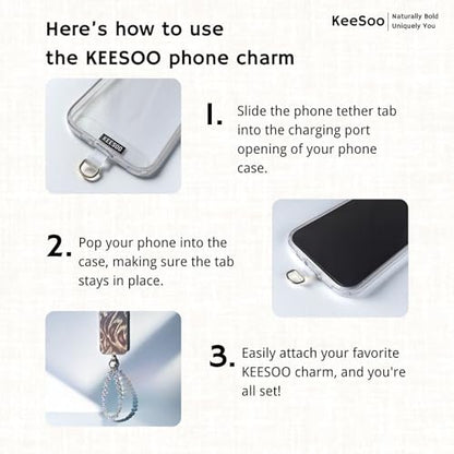 White Pure Shine Crystal Original Design Phone Charm with 2 Tether Tabs – Stylish, Durable, and Hands-Free Phone Chain – Compatible with iPhone, Samsung, Pixel & More - color: 04 White Pure Shine Crystal